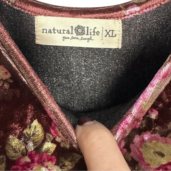 Natural Life Karlie Rust Bouquets Velvet Maxi Sundress Sz XL Boho Cottage Floral - Picture 5 of 13